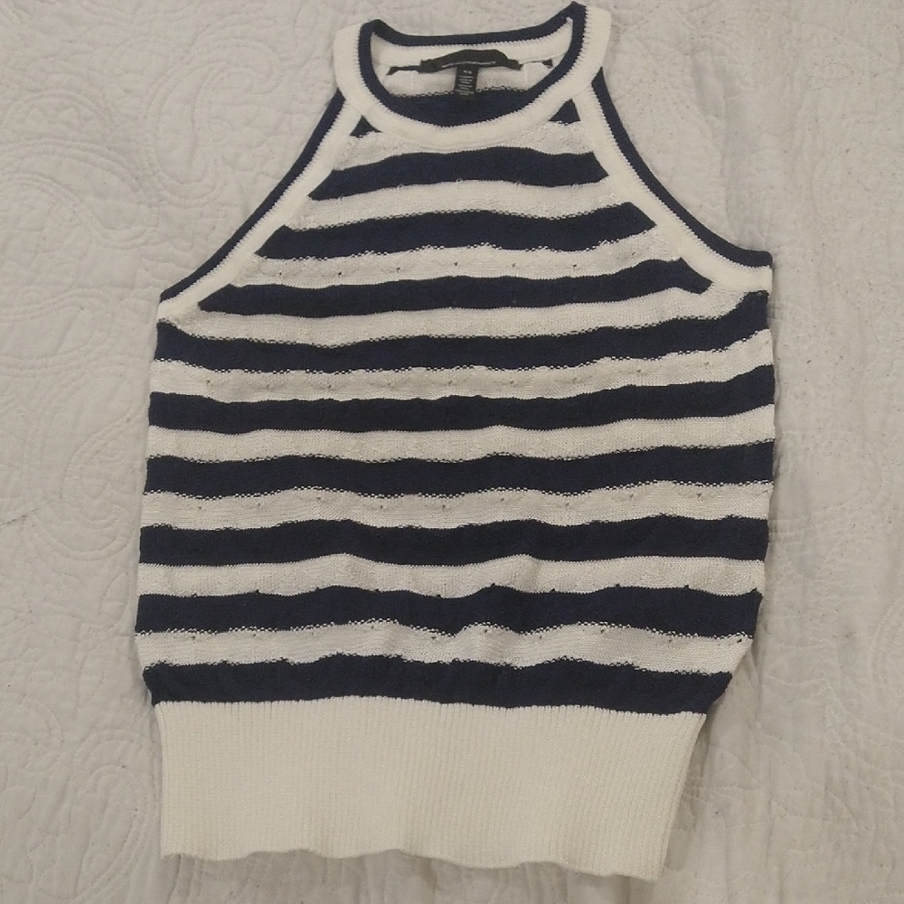 Whitehouse Black Market Striped Sleeveless Knit Top